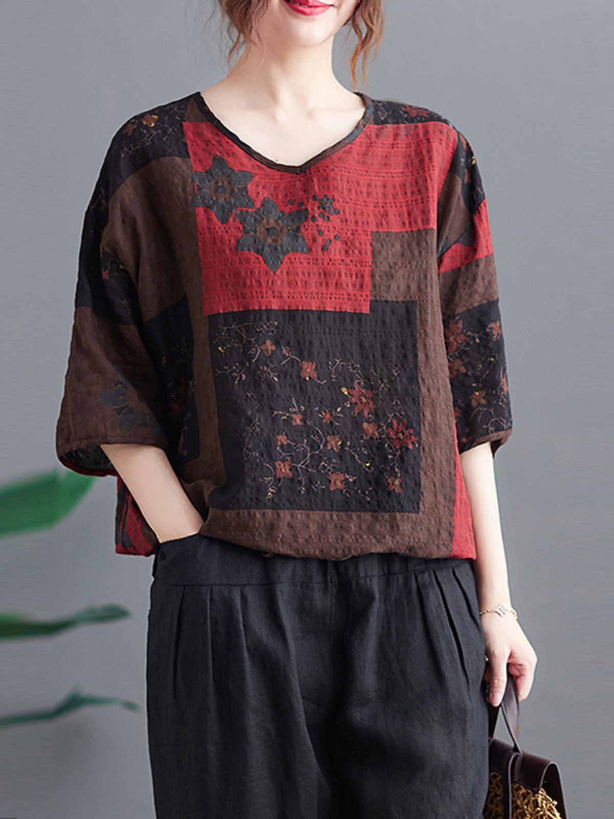Linen Shirt Breathable - Lightweight Cotton Linen V-neck T-shirt Ethnic