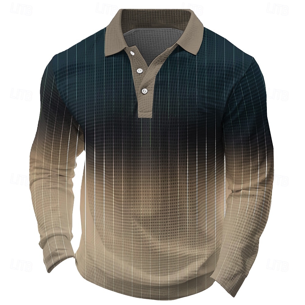 Shirt Camp Collar - Men's 3D Digital Print Long Sleeve
