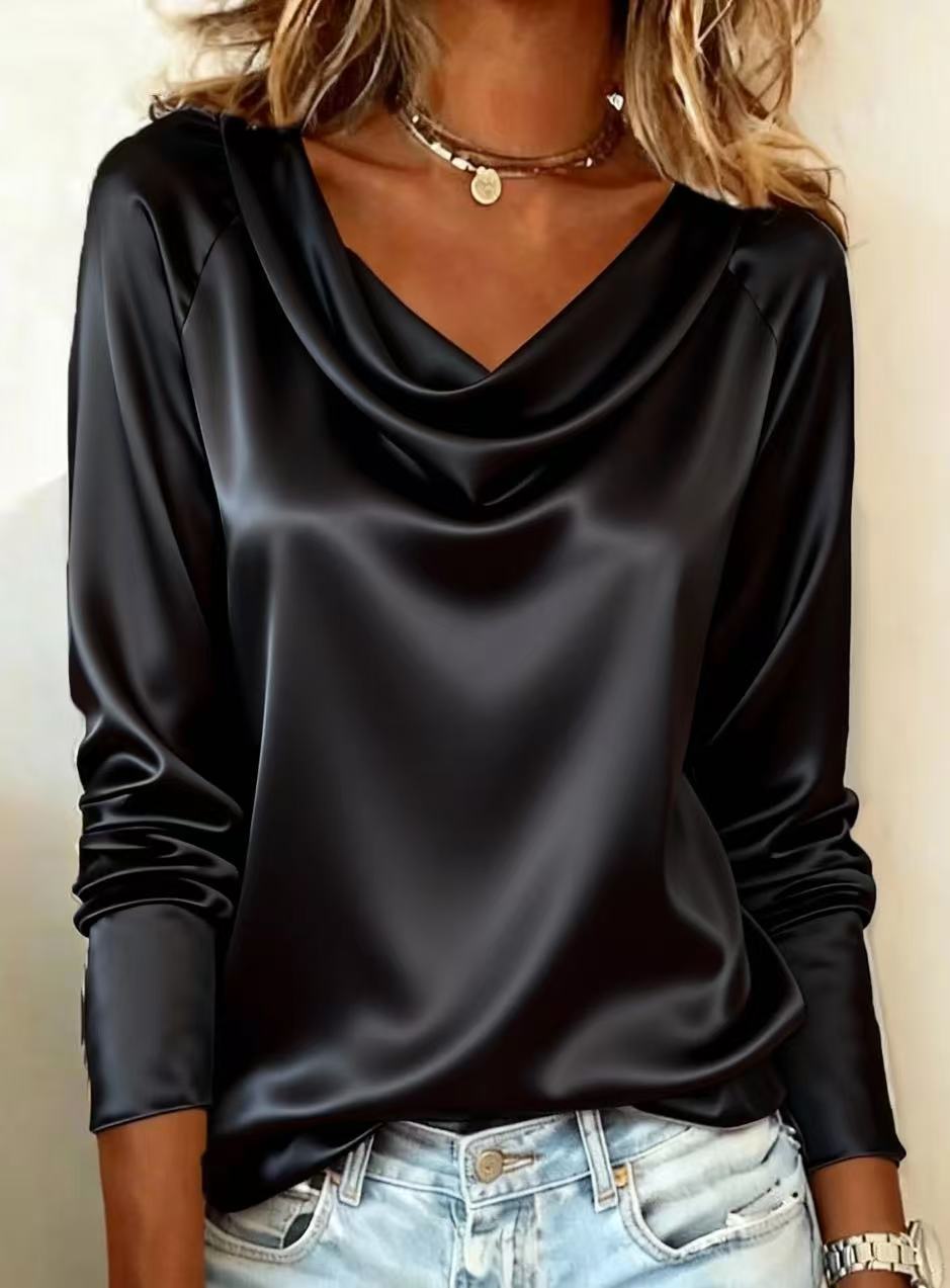 Luxury Satin Solid Color V-Nec - đánh giá và giá Shirt Camp Collar