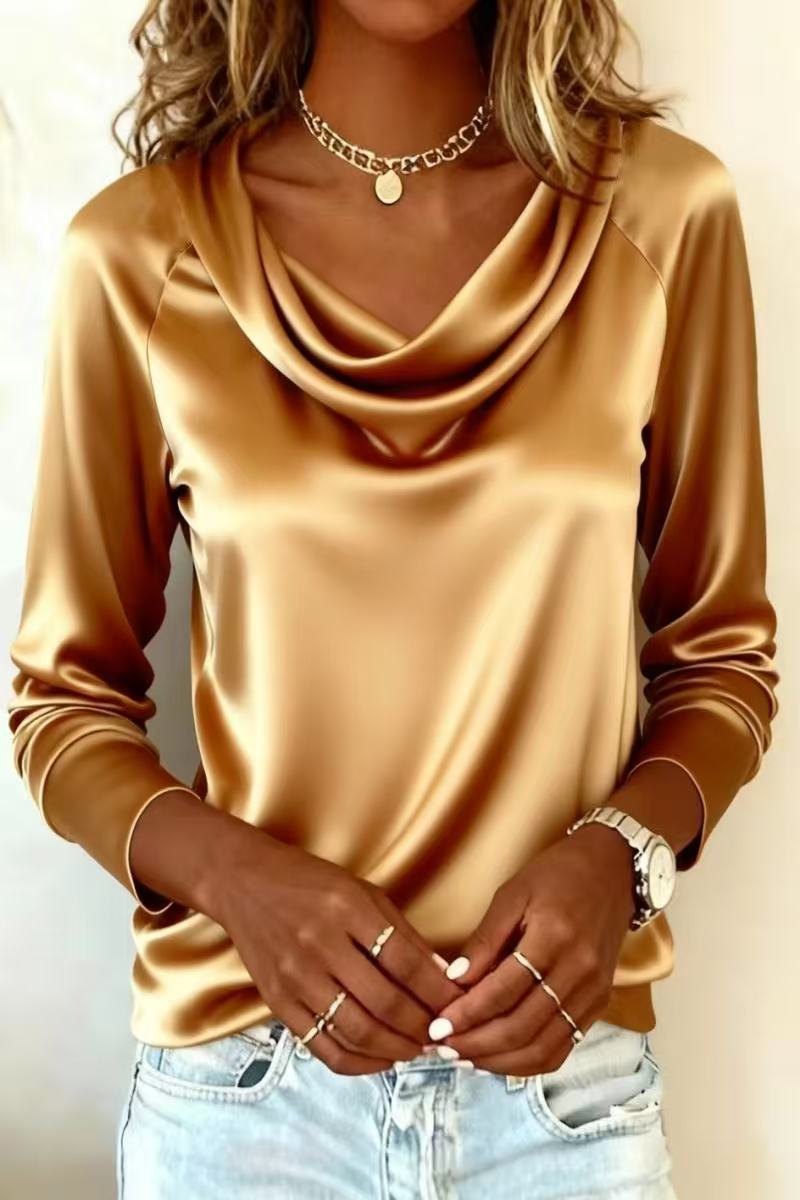Luxury Satin Solid Color V-Nec - đánh giá và giá Shirt Camp Collar