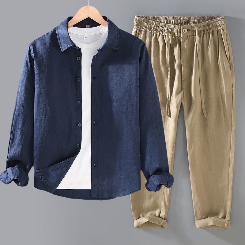 High-End Pure Linen Set Men's  - đánh giá và giá Linen Shirt Breathable