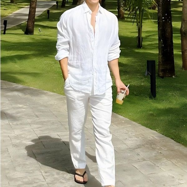 Beach Vacation Style Men's Cot - đánh giá và giá Linen Shirt Breathable